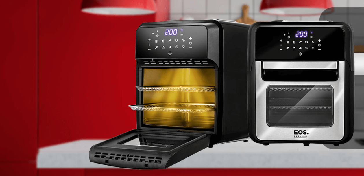 Duas fritadeiras air fryer boas da EOS em uma cozinha.